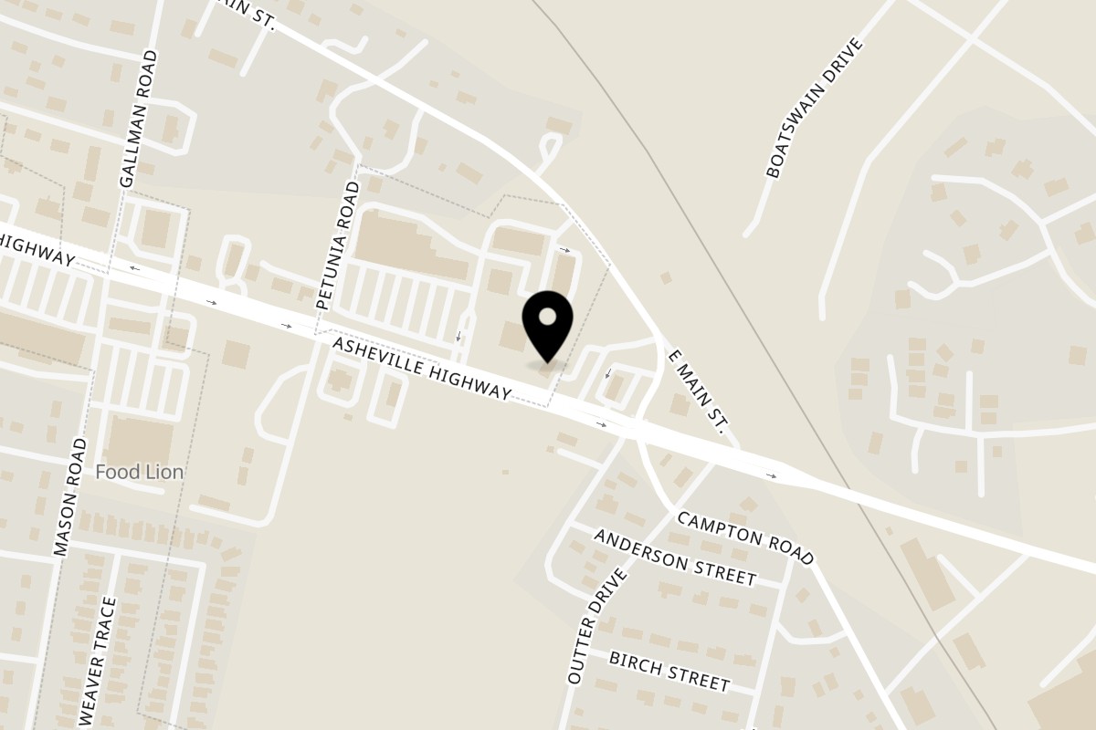 Map showing the location of Chilangos City Birria Bar on 11030 Asheville Hwy in Inman